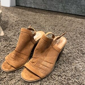 a.n.a Tan Mules with Perforated Design